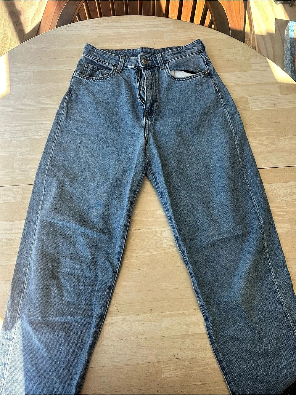 & DENIM Loose Mom Jeans & Straight Leg Jeans in Blue Size US 4